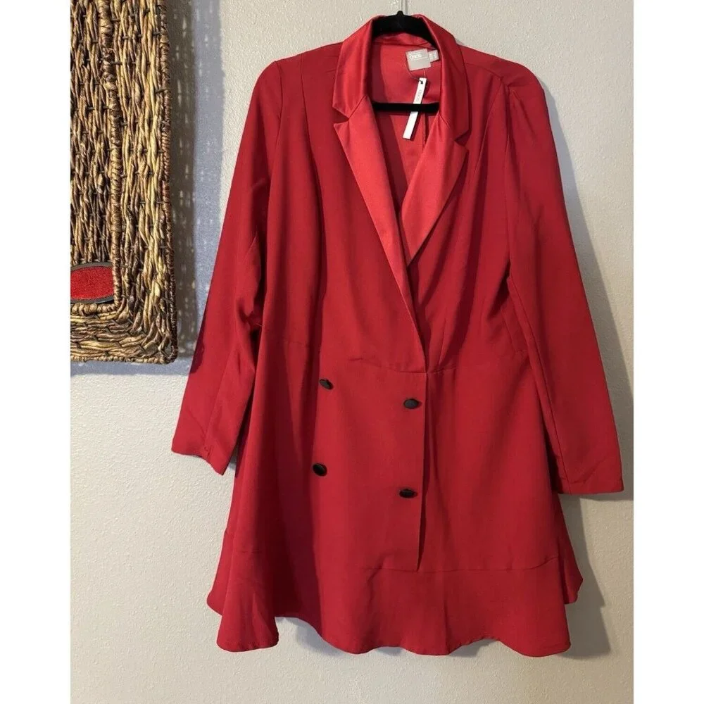 ASOS Double Breasted Blazer Dress Red 10 Long Sleeve NWT - Picture 8 of 9